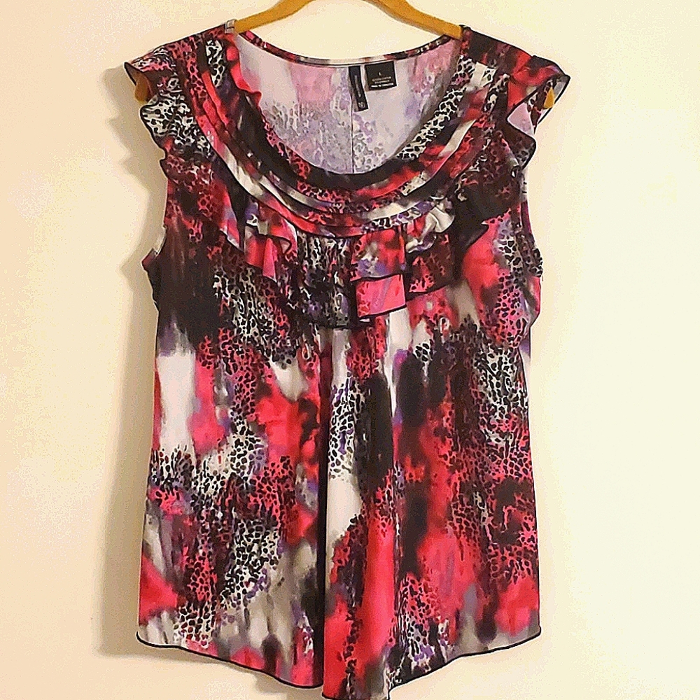 New Direction Womens Pink & Black Sleeveless Top Size Large